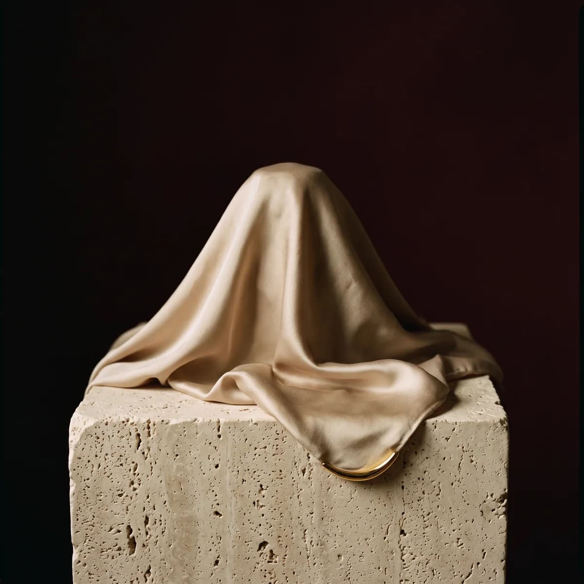 A new CHICX piece hidden under champagne silk, a sliver of gold showing
